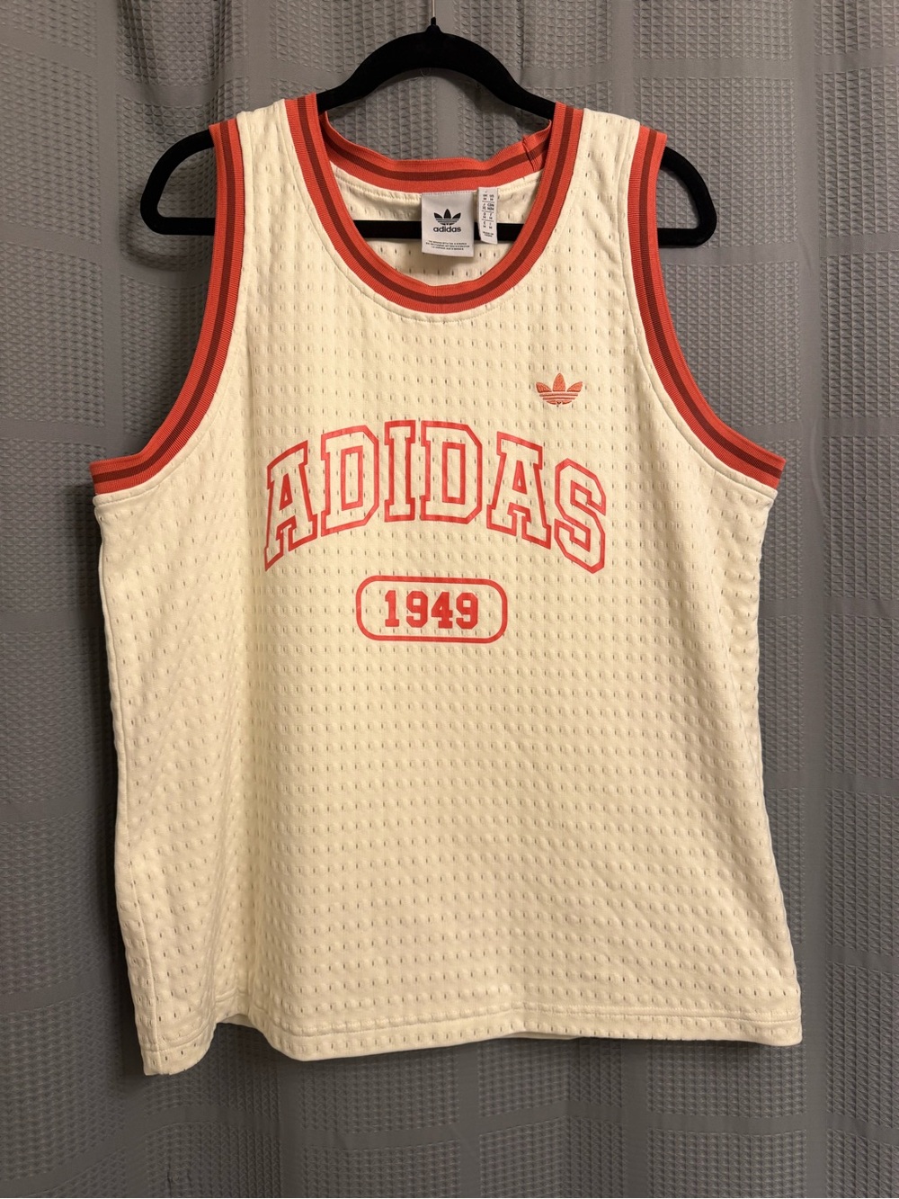 adidas Originals Mesh Jersey Tank Top Cream Red ADIDAS 1949 Men’s M